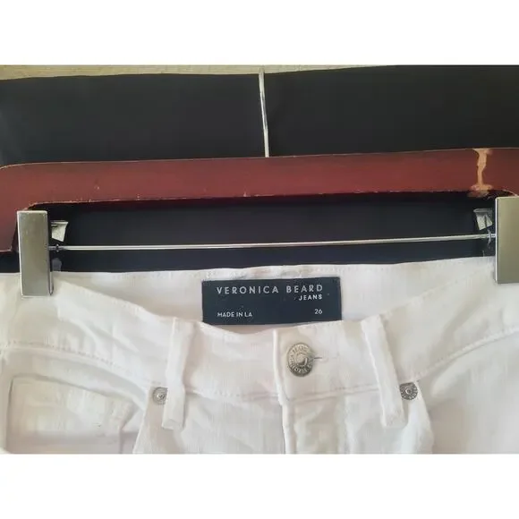 Veronica Beard Womens Washed White Carly Raw Hem Kick Flare Jeans 26